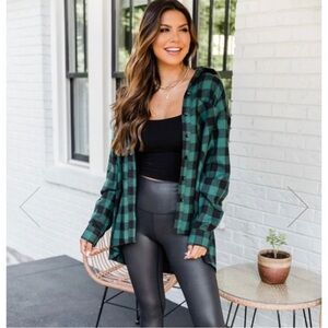 NWOT Pink Lily green/black plaid shirt